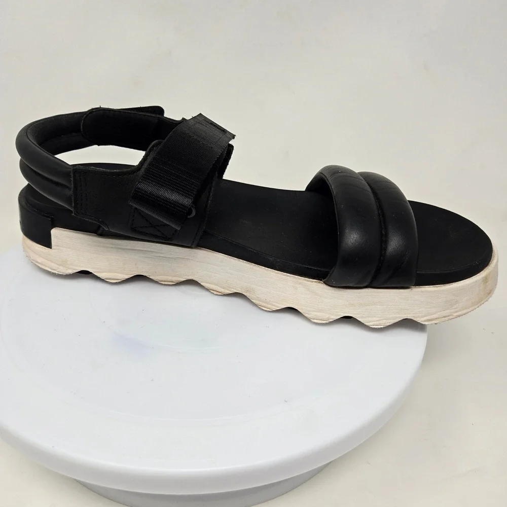 Sorel Kinetic Impact Slingback Sandals Black White NL4972-010 Womens 12